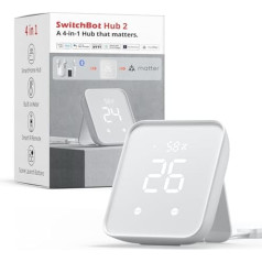 SwitchBot Hub 2, WiFi termometrs higrometrs, viedā IR tālvadības pults, gaisa kondicionēšanas vadība, savieno SwitchBot ar WiFi (atbalsta 2,4GHz), saderīgs ar Alexa, Google Assistant, Siri, Matter