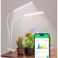 BBSolar Smart Plant Lights LED pilna spektra augu gaisma 2 galviņas, 138 LED augu gaisma 2500 lm ar grafiku, tālvadības pults, aptumšojama augšanas lampa telpaugiem, telpaugiem