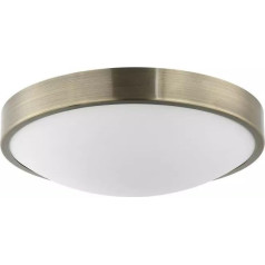 Licht-Erlebnisse Deckenleuchte Metall Glas in Messing Bad Büro Flur B:36 cm rund E27 blendarm 2-flammig elegant stilvolle Deckenlampe Wohnzimmer TREBSTER