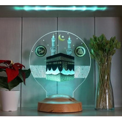 Ramadāna dekoratīvā islāma Eid Mubarak dekorēšana 3D LED lampas dāvana draugiem (Kaaba Standard)