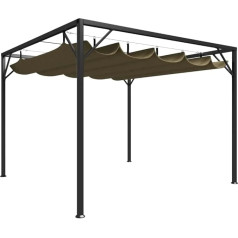 vidaXL Dārza lapene ar pagarināmu jumtu, izturīga pret ultravioleto starojumu un ūdeni, lapene, lapene, lapene, nojume, terases nojume, svinību telts, 3 x 3 m, Taupe, 180 g/m²