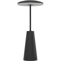 EGLO Piccola LED āra galda lampa, pieskārienam pieguļoša nakts lampa ar regulējamu gaismas krāsu, āra galda lampa no metāla, melnā krāsā, lampa balkonam un terasei, IP54