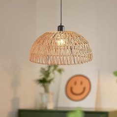 zhxinashu rotangpalmas kulonu gaisma, E27 boho lampas kulonu lampa, pīts gaismas abažūrs, diametrs 30 cm, pīts kulonu gaisma, vintage kulonu gaisma viesistabai, guļamistabai, virtuvei, ēdamgaldam, viesistabai