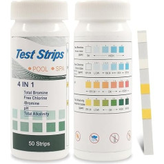 50 baseina testa sloksnes, 4 in 1 ūdens testeris dzeramajam ūdenim, ūdens testa sloksnes dzeramajam ūdenim, ūdens tests akas ūdenim, krāna ūdenim baseinā, brīvā hlora, broma, sārmainības un pH vērtībai.