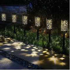 Uonlytech Solar Path Light Outdoor Waterproof Hollow Moon Star Pattern Solar Garden Light Solar Hanging Lantern for Garden Pack of 1