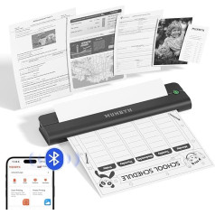 MUNBYN Mobiler Drucker Bluetooth Thermodrucker A4 203DPI Inkless Printer Kompatibel mit Android & iOS für Handy & Laptop, Unterstützt 210x297mm A4 Thermopapier, ITP02 Schwarz