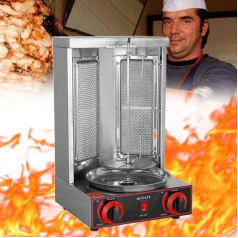 WEIMILOR Professionelle kommerzielle Döner-Kebab-Maschine, automaticischer Rotations-Vertikalgrill, LPG-Brätergrill aus Edelstahl, Fleischfänger für das Abendessen im Restaurant,Gas
