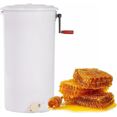 2 rāmju plastmasas manuālā bišu medus ekstraktors, 18L lielas ietilpības medus apstrādes centrifūga biškopībai (balta)