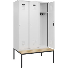 kaiserkraft | Evolo Plus Soliņš | 3 nodalījumi | Balts | W 1200 mm | Cilindra slēdzene | ar iebūvētu soliņu | Dižskābardis