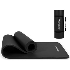MSports Premium vingrošanas paklājs, ieskaitot nēsāšanas siksnu + vingrojumu plakāts + treniņu programma - ādai draudzīgs fitnesa paklājs, 190 x 60, 80 vai 100 x 1,5 cm, dažādas krāsas, jogas paklājs bez ftalātiem, 190 x 60 x 1,5 cm
