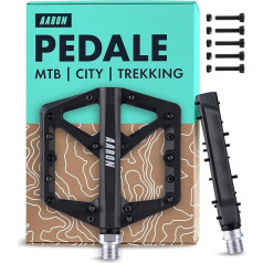AARON Dirt MTB plastmasas pedāļi ar aizzīmogotiem rūpnieciskiem lodīšu gultņiem, neslīdoši ar 8 maināmiem tapām, platformas velosipēdu pedāļi Dirt Bike, E-Bike, Downhill, Trekking