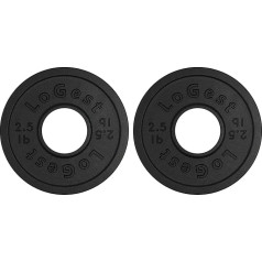 Logest Pair Olimpiskās plāksnes - svaru komplekts 2 svaru plāksnes olimpiskajiem stieņiem Ideāli piemērotas spēka treniņu plāksnēm Treniņu balanss Pieejams 2,5LB 5LB 10LB svara plāksne