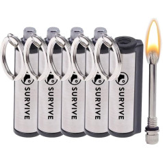 Izdzīvot Pastāvīgie sērkociņi 5 Pack The Eternal Lighter Avārijas aizdedzes komplekts Metāla atslēgu piekariņš Neierobežots ūdensizturīgs stick