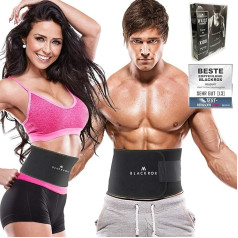 BLACKROX Trimm Your Waist Fitnesa jostas salīdzinājums uzvarētājs Sievietes un vīrieši, sviedru josta tauku dedzināšanai, Premium fitnesa josta, regulējama saunas novājēšanas josta svara zudumam