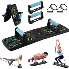 Locisne Portable Foldable Ultra Push Up Board Bracket Board Daudzfunkcionāla rokas vēdera apmācības sistēma ar pretestības joslu Stand Fitnesa treniņu aprīkojums iekštelpām un āra lietošanai