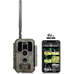 Folgtek mobilā kamera savvaļas dzīvniekiem 4G LTE 32MP 1296P ar 32GB SD karti, nakts redzamības un kustības noteikšanas funkcija 0,1s noteikšanas laiks 120° platleņķa kamera IP66 ūdensnecaurlaidīga savvaļas dzīvniekiem, mājokļa un saimniec