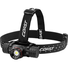 Coast XPH34R 2075 lūmena uzlādējams divvirzienu LED lukturis ar magnētisko pamatni, melns