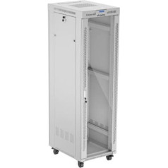19'' 42u skapis 600x800 pelēks ar stikla durvīm flack pack