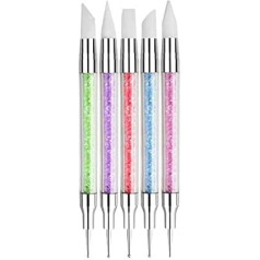 5 dubulto uzgaļu mākslas pildspalvu komplekts Nail Art Silicone Sculpture Pen Nail Art Dotting Pen Nail Art Carving Manikīra rīks