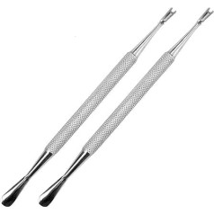 Dubultgalvas kutikulu nazis V-Blade & Pro Cuticle Pusher Spatula Pusher, nagu instruments netīrumu tīrīšanai Sudrabs profesionālai pirkstu un nagu kopšanai