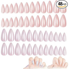48 künstliche Nägel, silberfarben und rosa