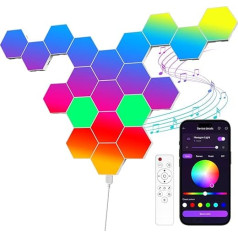 MeRGBW-Home sešstūra LED paneļi, sešstūra spēļu dekoratīvais LED sienas apgaismojums, mūzikas sinhronizācija, lietotnes vadība, tālvadības pults, sešstūra hokeja šūnu sienas apgaismojums, spēļu aksesuāri, sešstūra lampa, viedā māja