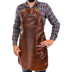 Angus Stoke Original Burger Our Leather Apron - Vintage BBQ priekšauts grilēšanai, virtuvei un bāriem (L-XL)