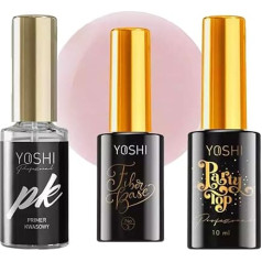 Yoshi nagu kopšanas komplekts: Acid Primer, Party Top & Fibre Base Nr.3, 10 ml katrs - ideāli piemērots gēla nagiem.