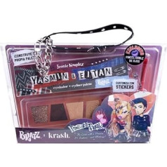 Bratz x Krash Cosmetics, Iconic Kouplez acu ēnu palete, Yasmin & Eitan, matēta, ar mirdzumiem un metālu, akvareļkrāsas acu laineris, komplektā ar dubulto otiņu