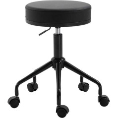 Krēsls uz riteņiem, lielas noslodzes virtuves krēsls ar riteņiem, frizieru griešanas krēsls ar zilu PU ādas sēdekli, regulējams augstums 45-55 cm, atbalsta svars 160 kg, sēdeklis salona krēslam.