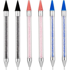SUPERFINDINGS 6 gabali 6 stili Diamond Painting Wax zīmuļi Nail Art Rhinestones Picker Pildspalvas ar vasku Nerūsējošā tērauda pildspalvas galva Nail Art Dotting Tools