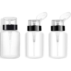 Ericotry 3 Stück 200 ml Nagellackentferner, Pumpspender, leer, nachfüllbarer Kunststoff-Flaschen, Politurentferner, Reiniger, Behälter, Gläser für Make-up, Entferner, Nagelkunst-Werkzeug