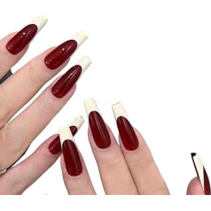 Künstliche Nägel, French-Acryl-Press-On-Nägel, entfernbarer Nagelkleber mit Klebestickern, künstliche Nägel mit vollständiger Abdeckung, temperamentvolle Maniküre, reine handgetragene Nagelmaniküre fo