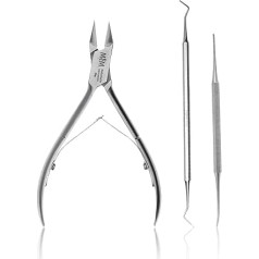 Maijs - Kāju kopšanas komplekts, kas sastāv no nagu grieznēm stūriem - 13 cm - nagu locīšanas instruments - 16 cm - stūru vīle - 13 cm - nerūsējošais tērauds