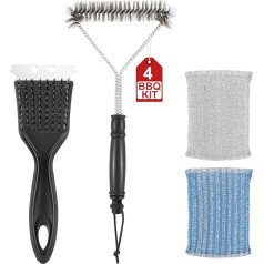 VZZNN 2 grilu tīrīšanas birstes komplekts, grilu tīrīšanas birste, nerūsējošā tērauda grilu tīrīšanas stiepļu birste, grilu tīrīšanas stiepļu birste, grilu tīrīšanas komplekts visu veidu grilu piederumiem