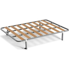 HOGAR24 ES Pamata režģu rāmis ar 4 kvadrātveida kājām 26 cm 140 x 190 cm Metālisks 140 x 190 cm