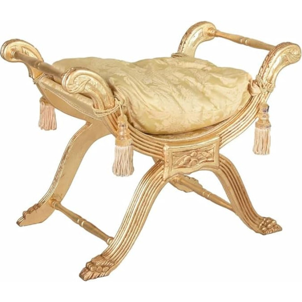 Palazzo Int Luija XV sēdeklis Gondola taburete Antique Shabby Noņemams spilvens Cat350 Palazzo Exclusive (06 - Zelta, A - Zelta)