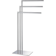 Sealskin Tube 3 Arm Towel Rail Freestanding Towel Rack ar 3 dvieļu sliedēm, ko izmanto arī kā drēbju pakaramo metāla hromu