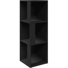 Vidaxl Stūra plaukts ar 3 nodalījumiem Grāmatu plaukts Sienas plaukts Stūra skapis Dekoratīvs dzīvojamā istaba Guļamistaba Birojs Melns 33 x 33 x 100 cm Koka materiāls