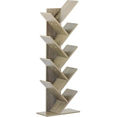 Brigros Wehome koka grāmatu plaukts, piemērots viesistabai, priekšnamam un guļamistabai, vertikāls grāmatu plaukts ar modernu un elegantu dizainu, izmēri 50 x 25 x 141 cm (ozols)