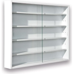 Inter Link kolekcionāra vitrīna piekaramais vitrīna sienas plaukts stikla vitrīna sienas vitrīna piekaramais plaukts vitrīna MDF balta WxHxD: 80 x 60 x 9,50 cm
