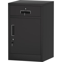 Jingur Metāla skapis ar aizslēdzamām durvīm un atvilktnēm, aizslēdzama atvilktņu kumode ar regulējamu plauktu mājai, birojam, guļamistabai, viesistabai (melns)