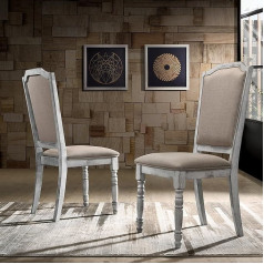 Roundhill Furniture 2 x Iris koka pusdienu krēsli - Weathered White - Twisted Legs