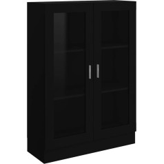 Vidaxl Vitrīna, Grāmatu skapis, Dokumentu skapis, Biroja skapis, Bufete, Melns, 82,5 x 30,5 x 115 cm, Inženierijas kokmateriāli