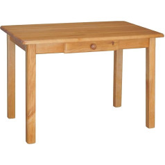K Koma Praktisks ēdamgalds ar atvilktni - alkšņa priedes masīvkoka galds ideāli piemērots virtuvei, ēdamistabai vai restorānam (90 x 60 cm)