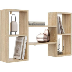 Kubutku Dekoratīvs sienas plaukts ar 5 plauktiem, 102 x 60 x 18 cm, skandināvu moderns dizains, viesistabai, virtuvei, birojam, guļamistabai, vannas istabai, iekārts plaukts, grāmatu skapis (Sonoma ozols)