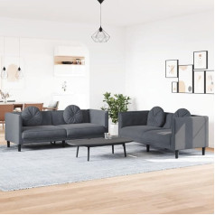 Homgoday Divdaļīgs dīvānu komplekts ar spilveniem Dīvāna dīvāns Dzīvojamās istabas dīvāns ar roku balstiem Lounge dīvāns Dīvānu komplekts Dizainera dīvānu sēdekļu mēbeles Mīkstās mēbeles dzīvojamai istabai Birojs Tumši pelēks sa