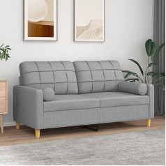 ZEYUAN 3200782 Divvietīgs dīvāns ar dekoratīviem spilveniem, gaiši pelēks, 140 cm audums, Dīvāni un kušetes, Dīvāns viesistabai, Dīvāns pusaudžu istabai, Atpūtas dīvāns, Dīvāns guļamistabai, Mīkstie dīvāni