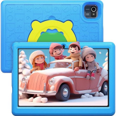 Freeski bērnu planšetdators, 10 collu Android 13, 1280 x 800 HD displejs, 5000 mAh akumulators, 6 GB + 64 GB, Quad Core, KIDOZ iepriekš instalēta, WiFi, Bluetooth, Dual Camera Kids Tablet, zils