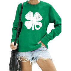 hohololo Svētā Patrika diena Svīteris īru āboliņš drukāt Pulovers sievietēm Lucky Shamrock garām piedurknēm topi